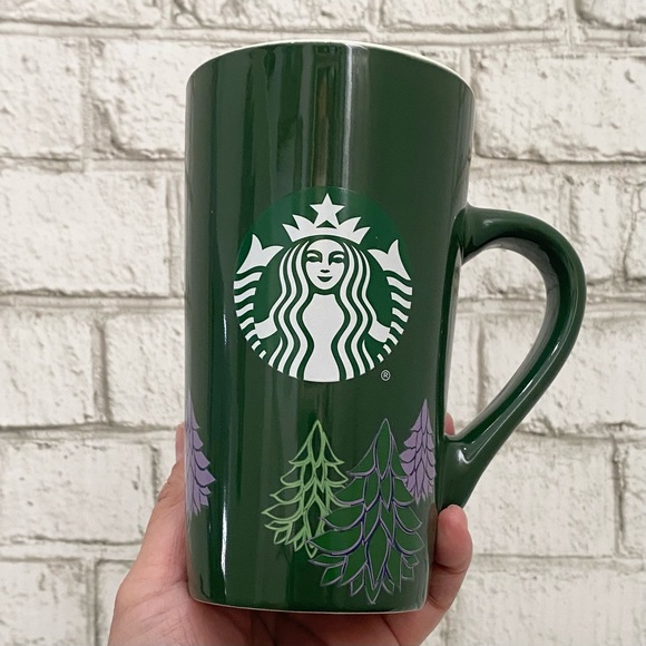 2020 STARBUCKS Tall Green Holiday Pine Trees Ceramic Coffee Mug 16fl.oz - Picture 2 of 16